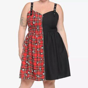 New Unworn 2xl/3xl Hot Topic Skelanimals Kawaii Punk Goth Plaid Pocket Zip Dress